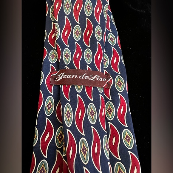 Jean de Lise Navy Blue Silk Tie - Picture 6 of 7